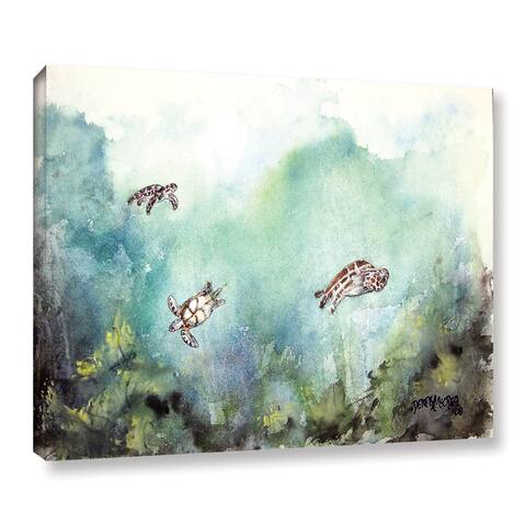 Derek McCrea's '3 Sea Turtles Paintings' Gallery Wrapped Canvas