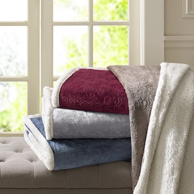 Madison Park Celia Oversized Textured Plush Berber Throw