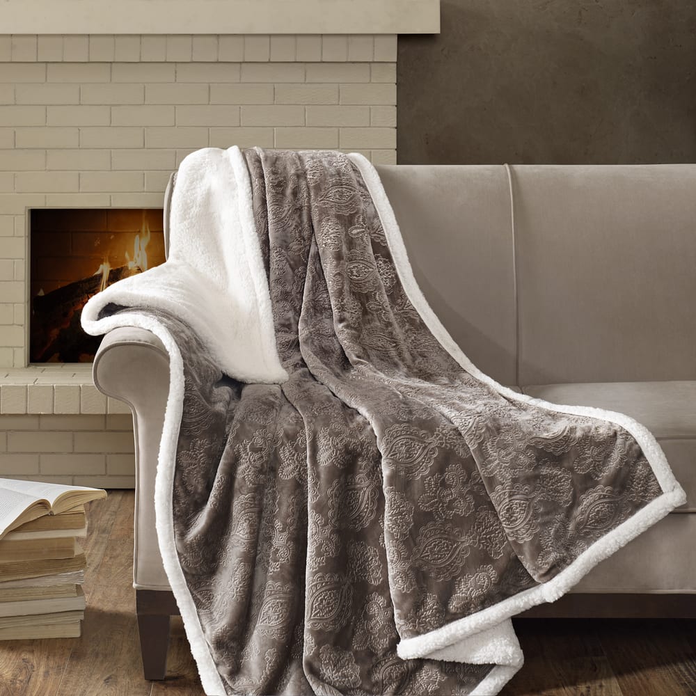 Madison Park Celia Oversized Textured Plush Berber Throw
