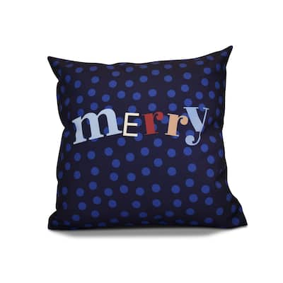 20 x 20-inch Merry Dot Word Holiday Print Outdoor Pillow