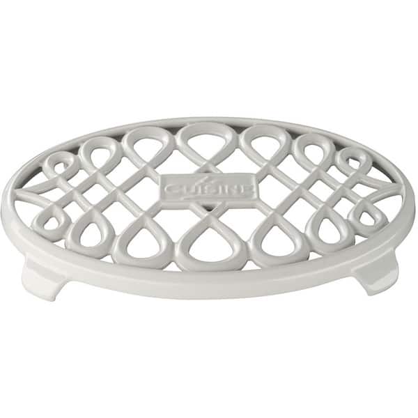 La Cuisine White Cast Iron 10inch x 7inch Oval Trivet Bed Bath