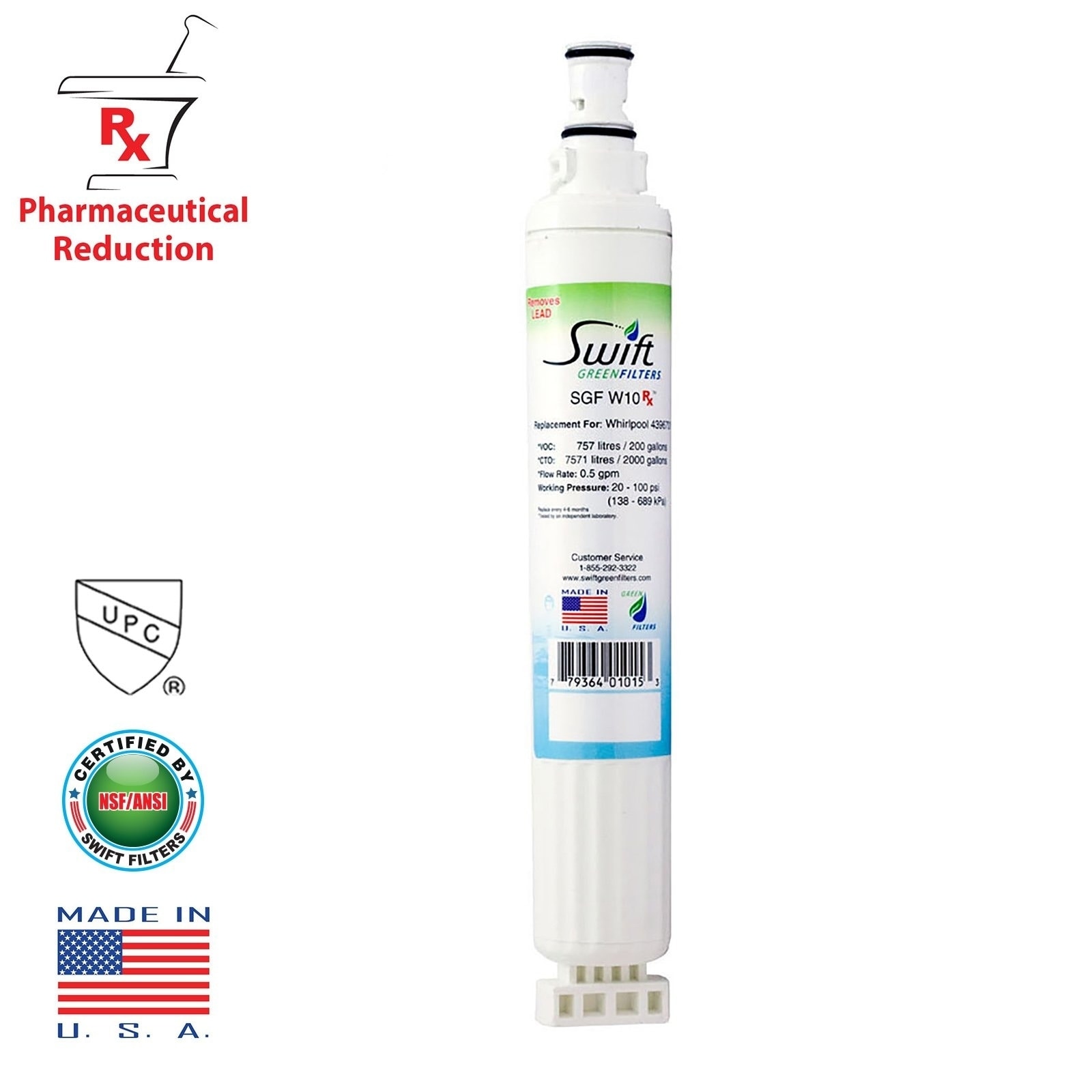 Replacement Whirlpool 4396701 Edr6d1 46 9915 Refrigerator Water Filter Sgf W10 Rx