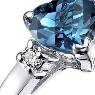 sizes 5-10 14K White Gold Natural Swiss Blue Topaz Heart-shape 7x7 Stone Diamond Accent 