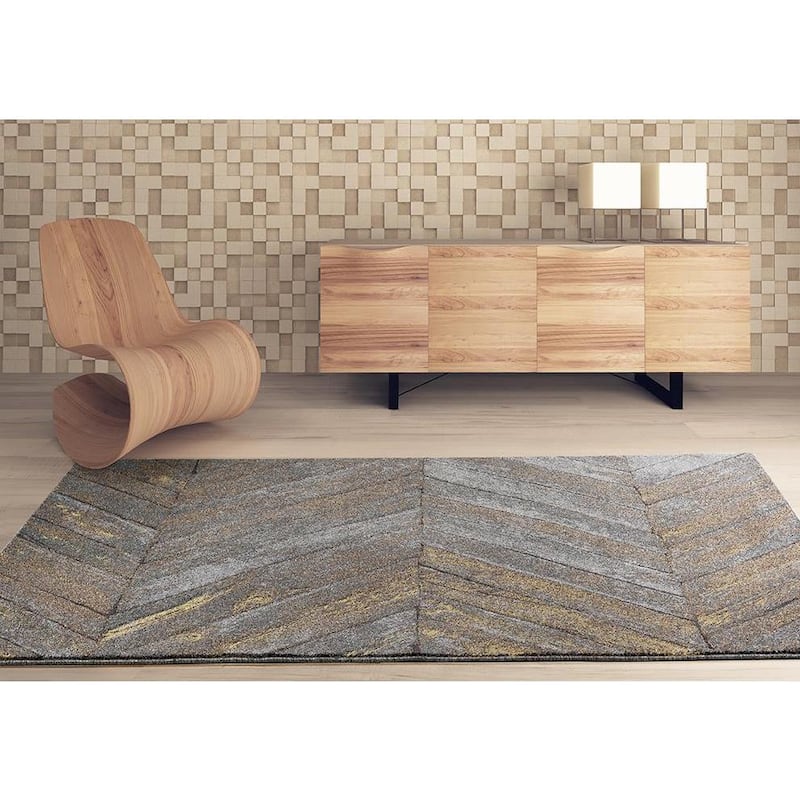 Persian Rugs Rustic Wood Floor Grey Area Rug - 5'2" x 7'2"