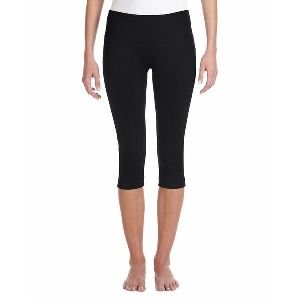 Capri Women's Black Cotton/Spandex Slim-fit Leggings