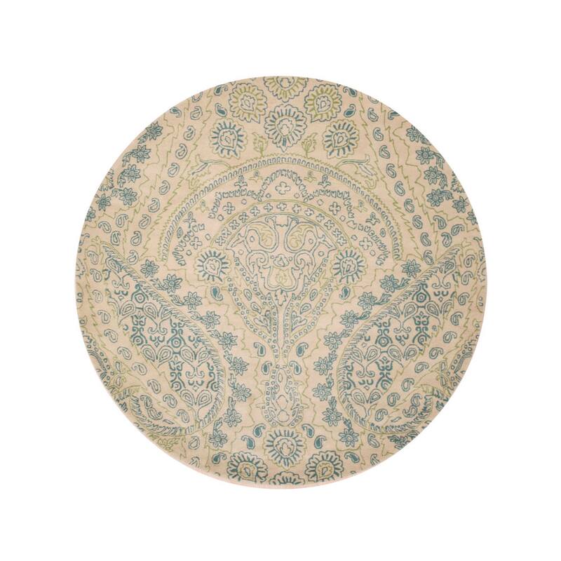 Hand-tufted wool Ivory Transitional Paisley Jain Rug