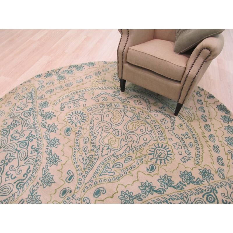 Hand-tufted wool Ivory Transitional Paisley Jain Rug