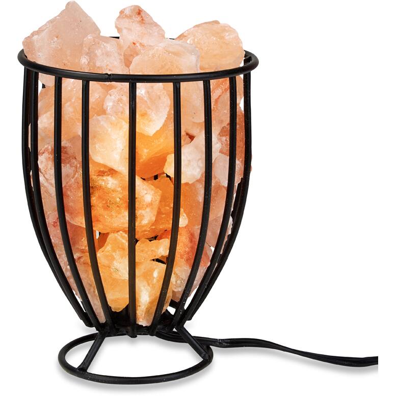 Zennery Himalayan Salt Wrought Iron Salt Basket Upright Lamp