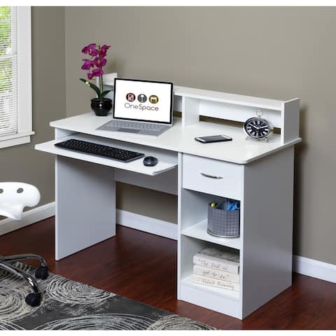OneSpace 50-LD01 Essential Computer Desk with Hutch