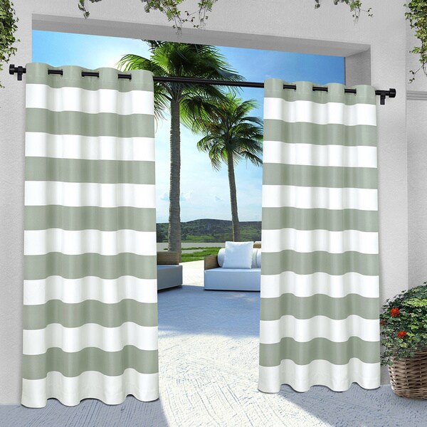 ATI Home Indoor/Outdoor Cabana Striped Grommettop Window Curtain Panel
