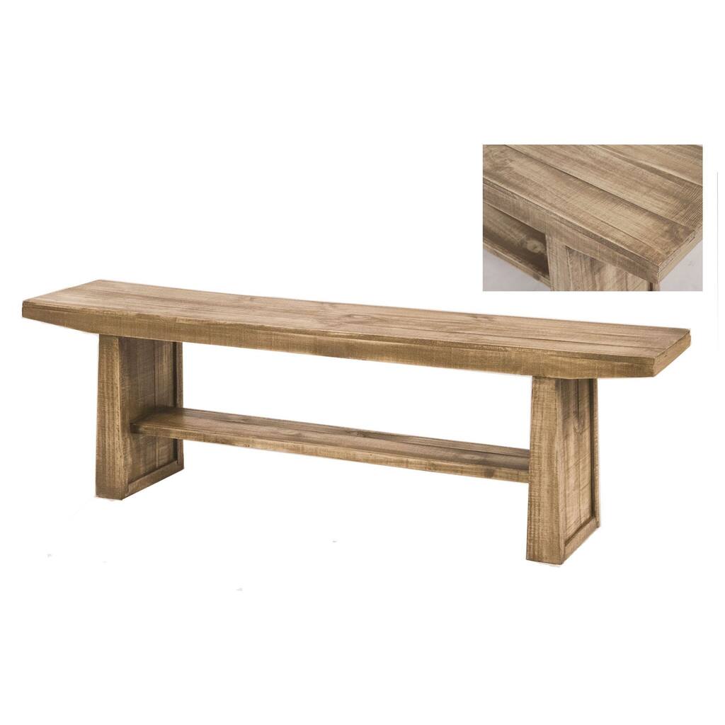 Arturo Brown Wood Bench - 59" w x 18" h x 13" d