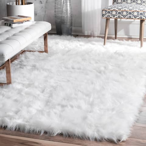 White Rugs Find Great Home Decor Deals Ping At Nuloom Faux Flokati Sheepskin Soft And Plush Cloud White Area Rug