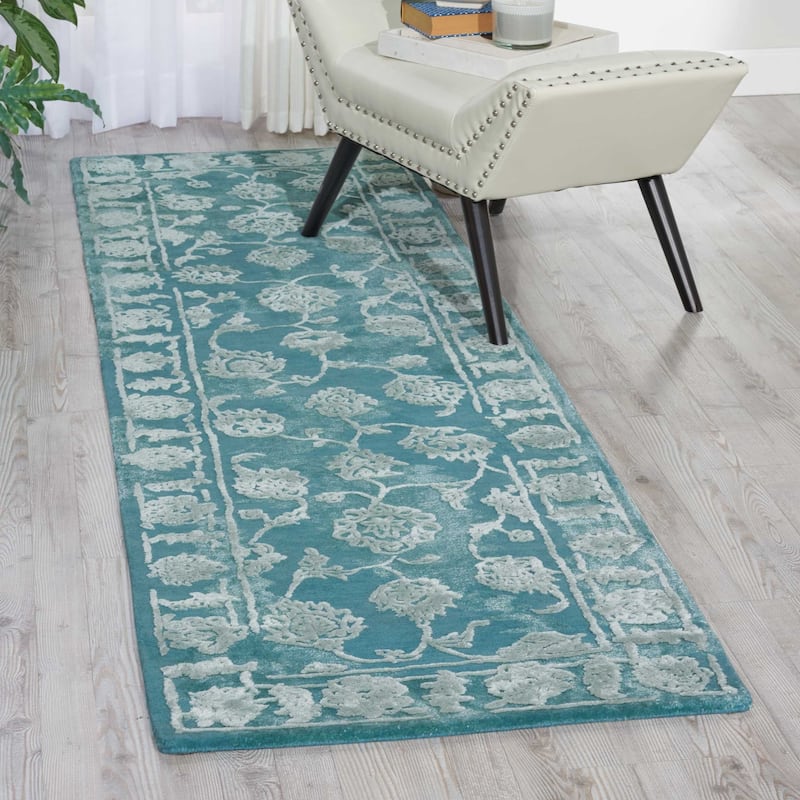 Nourison Opaline Area Rug - 2'3" x 8' Runner - Blue - Runner/Rectangle