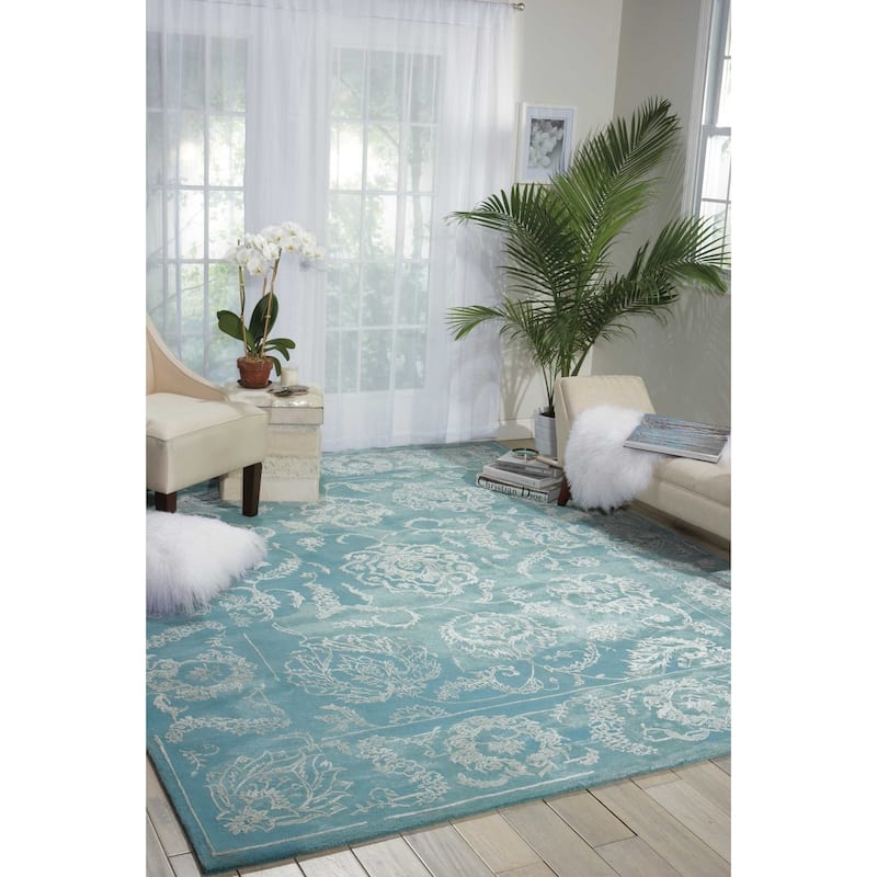 Nourison Opaline Area Rug - 7' 9" x 9' 9" - Blue - Runner/Rectangle