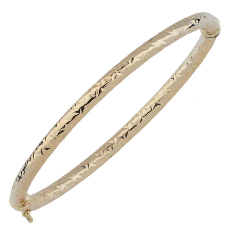 Fremada Italian 14k Yellow Gold 4-mm Diamond-Cut Bangle Bracelet