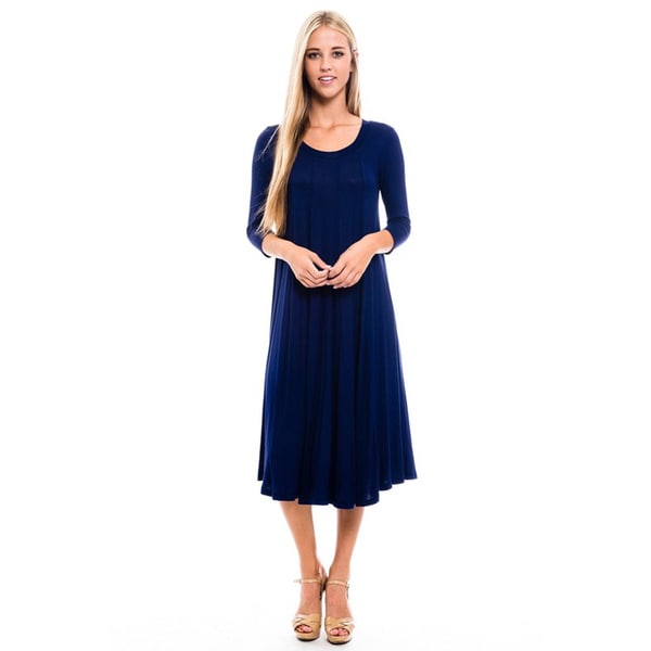 womens navy blue midi dress