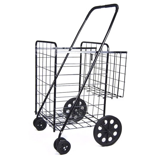 Shop Black Jumbo Folding Doublebasket Swivelwheel Shopping Cart Free Shipping On Orders Over