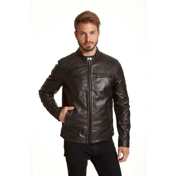 Excelled Men's Big and Tall Leather Racer Jacket - Free Shipping Today ...
