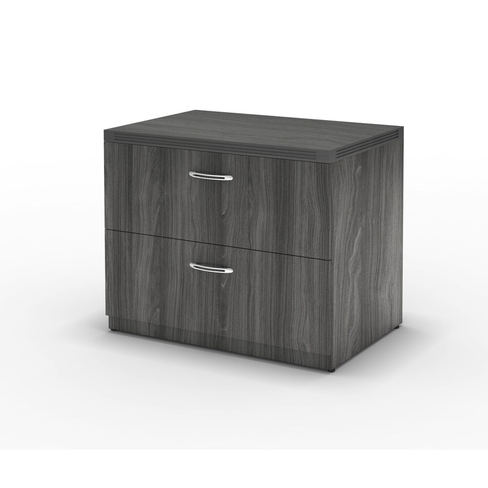 Hirsh 20 Deep Mobile Pedestal File Cabinet 2 Drawer Box-File with Laminate Drawer Fronts & Seat Cushion, White/Chinchilla/Walnut