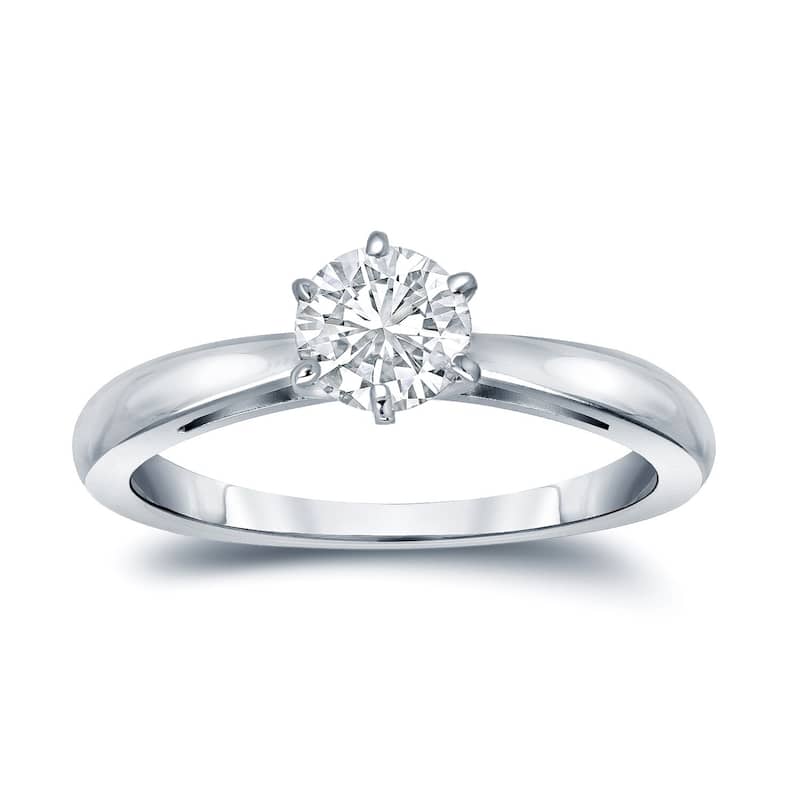 Auriya 14k Gold 1/4 carat TW 6-Prong Round Solitaire Diamond Engagement Ring - 10 - White
