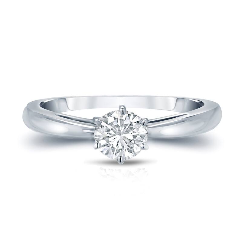 Auriya 14k Gold 1/4 carat TW 6-Prong Round Solitaire Diamond Engagement Ring