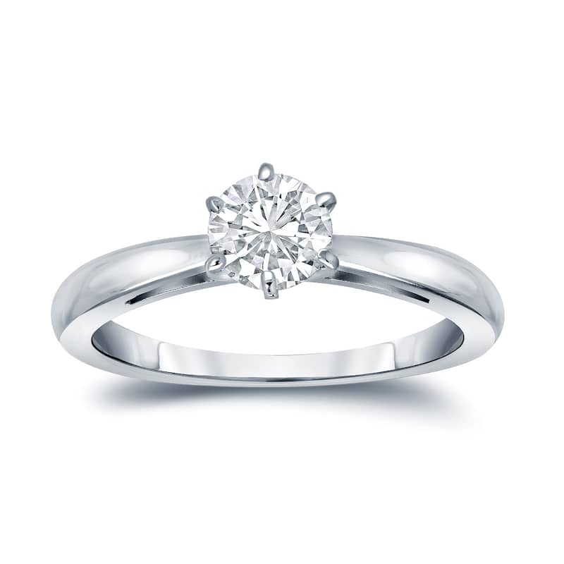 Auriya 14k Gold 1/4 carat TW 6-Prong Round Solitaire Diamond Engagement Ring - 4 - White