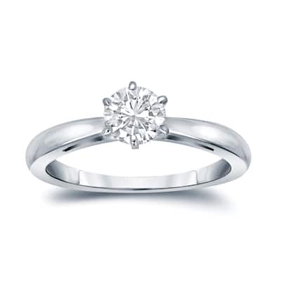 Auriya 14k Gold 1/4 carat TW 6-Prong Round Solitaire Diamond Engagement Ring