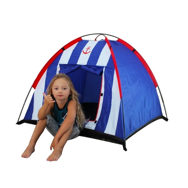 Nautical Blue Striped Dome Tent with Carrying Case