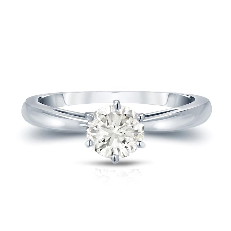 Auriya 14k gold 1 carat TW 6-Prong Solitaire Diamond Engagement Ring (J-K, I1-I2)