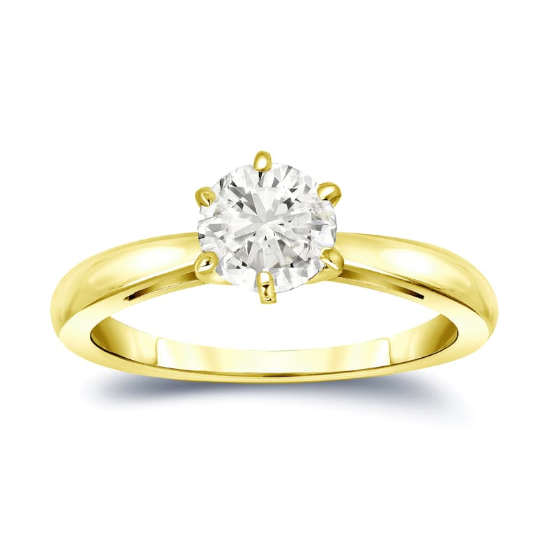 Auriya 14k gold 1 carat TW 6-Prong Solitaire Diamond Engagement Ring (J-K, I1-I2)