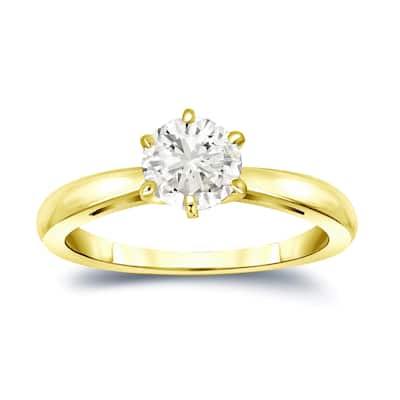 Auriya 14k gold 1 carat TW 6-Prong Solitaire Diamond Engagement Ring (J-K, I1-I2)