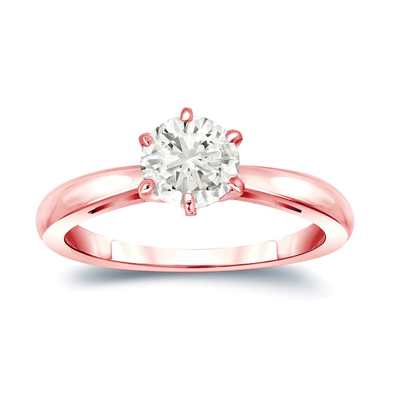 Auriya 14k gold 1 carat TW 6-Prong Solitaire Diamond Engagement Ring (J-K, I1-I2)
