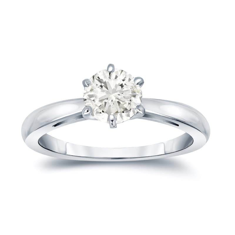 Auriya 14k gold 1 carat TW 6-Prong Solitaire Diamond Engagement Ring (J-K, I1-I2)