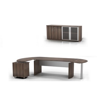 Mayline Medina Series Number 8 Office Suite with Desk, Curved Return, and Box File (Textured - N/A - Laminate)