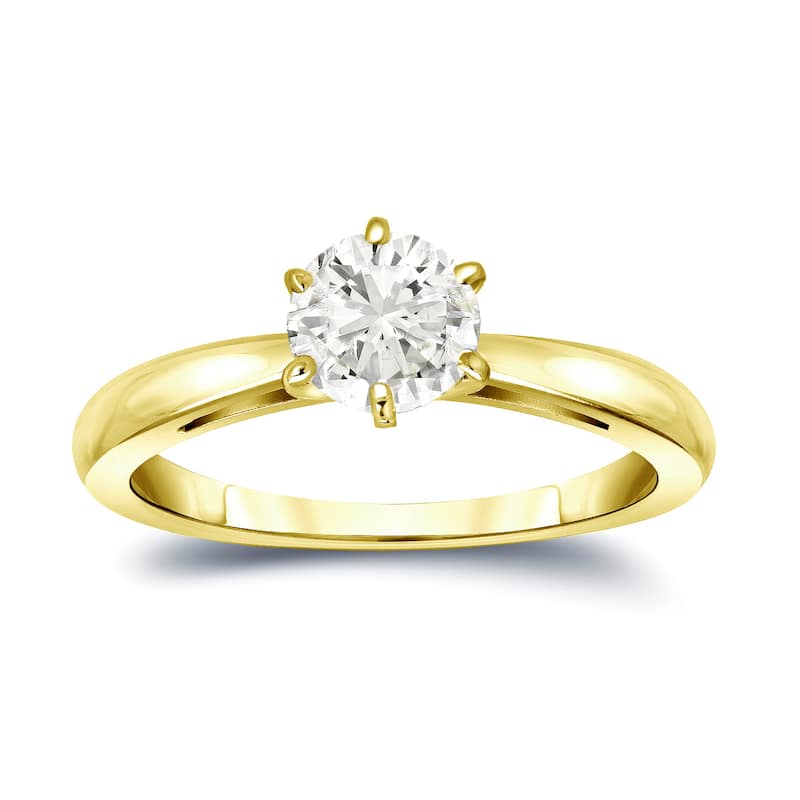 Auriya 14k gold 3/4 carat TW 6-Prong Solitaire Diamond Engagement Ring