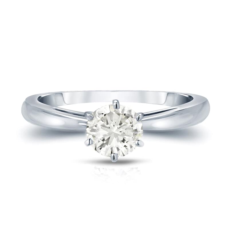 Auriya 14k gold 3/4 carat TW 6-Prong Solitaire Diamond Engagement Ring