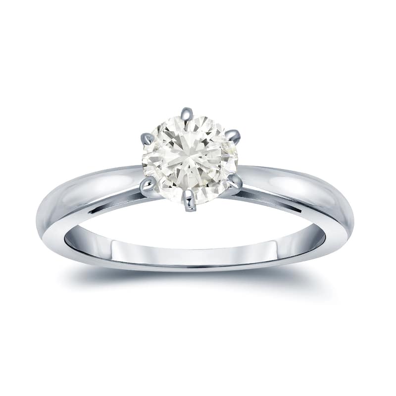 Auriya 14k gold 3/4 carat TW 6-Prong Solitaire Diamond Engagement Ring