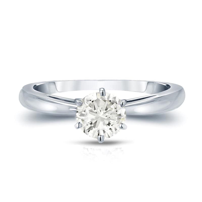 Auriya 14k gold 1/2 carat TW 6-Prong Solitaire Diamond Engagement Ring (J-K, I1-I2)