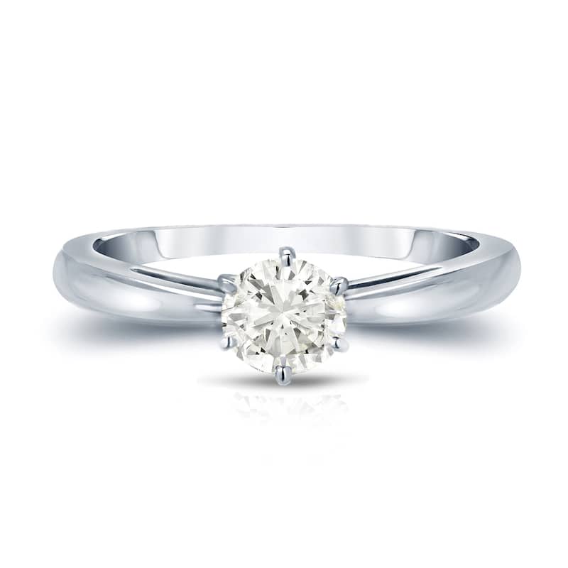 Auriya 14k Gold 1/4ctw Round Solitaire Diamond Engagement Ring (J-K, I1-I2)