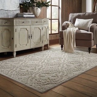 Jacquard Luxe Sand/ Beige Rug - 5'3 x 7'6