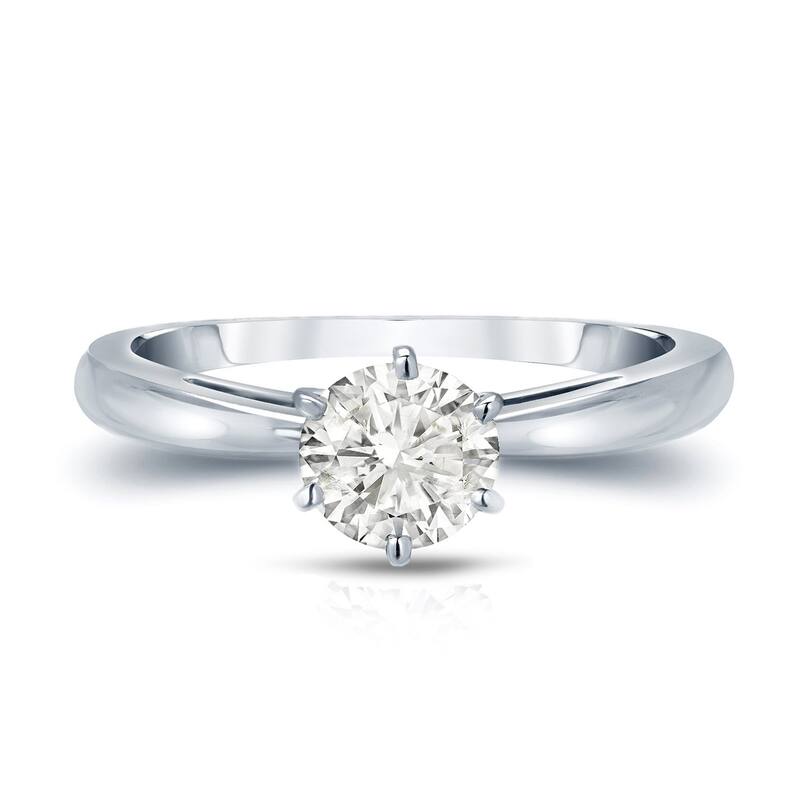 Auriya 14k Gold 3/4 carat TW 6-Prong Round Solitaire Diamond Engagement Ring I-J, SI2-SI3