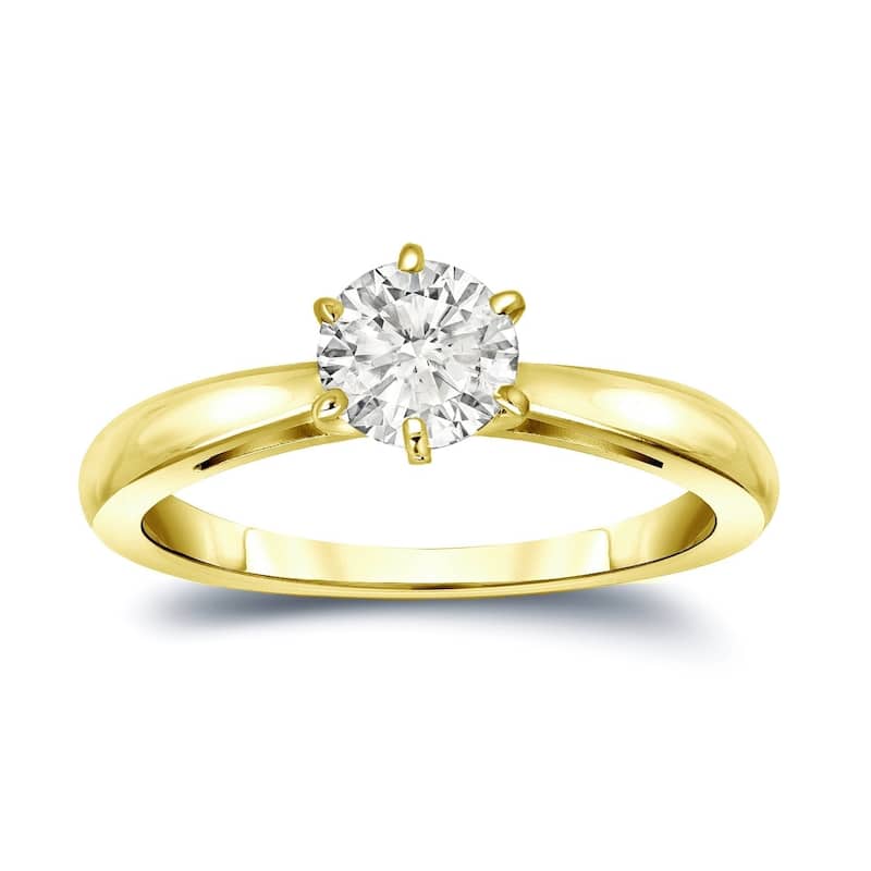 Auriya 14k Gold 1/2 carat TW 6-Prong Round Solitaire Diamond Engagement Ring - 9 - White