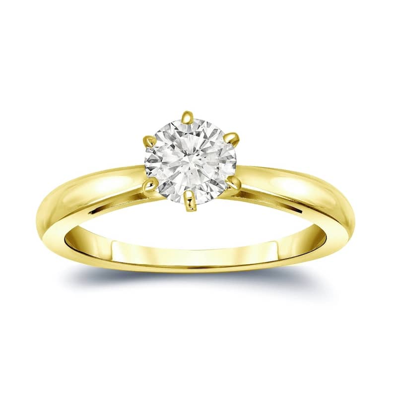 Auriya 14k Gold 1/2 carat TW 6-Prong Round Solitaire Diamond Engagement Ring