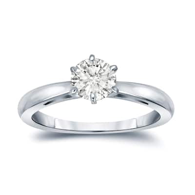 Auriya 14k Gold 1/2 carat TW 6-Prong Round Solitaire Diamond Engagement Ring