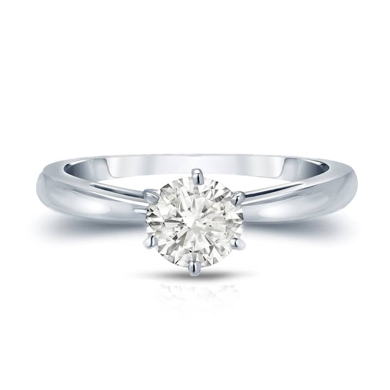 Auriya 14k Gold 1/2 carat TW 6-Prong Round Solitaire Diamond Engagement Ring