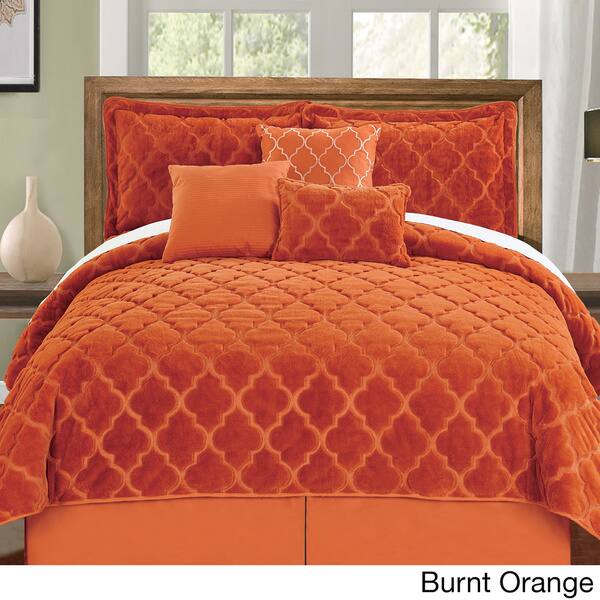 Shop Serenta Faux Fur Moroccan Design 7 Piece Quilt Set On Sale