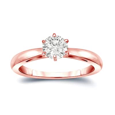 Auriya 14k Gold 1/4 carat TW 6-Prong Round Solitaire Diamond Engagement Ring