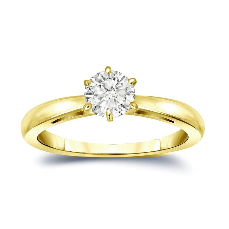 Auriya 14k Gold 1/4 carat TW 6-Prong Round Solitaire Diamond Engagement Ring - 4.5 - Yellow