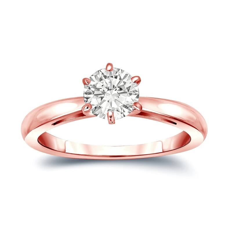 Auriya 14k Gold 3/4 carat TW 6-Prong Round Solitaire Diamond Engagement Ring (I-J, SI1-SI2)