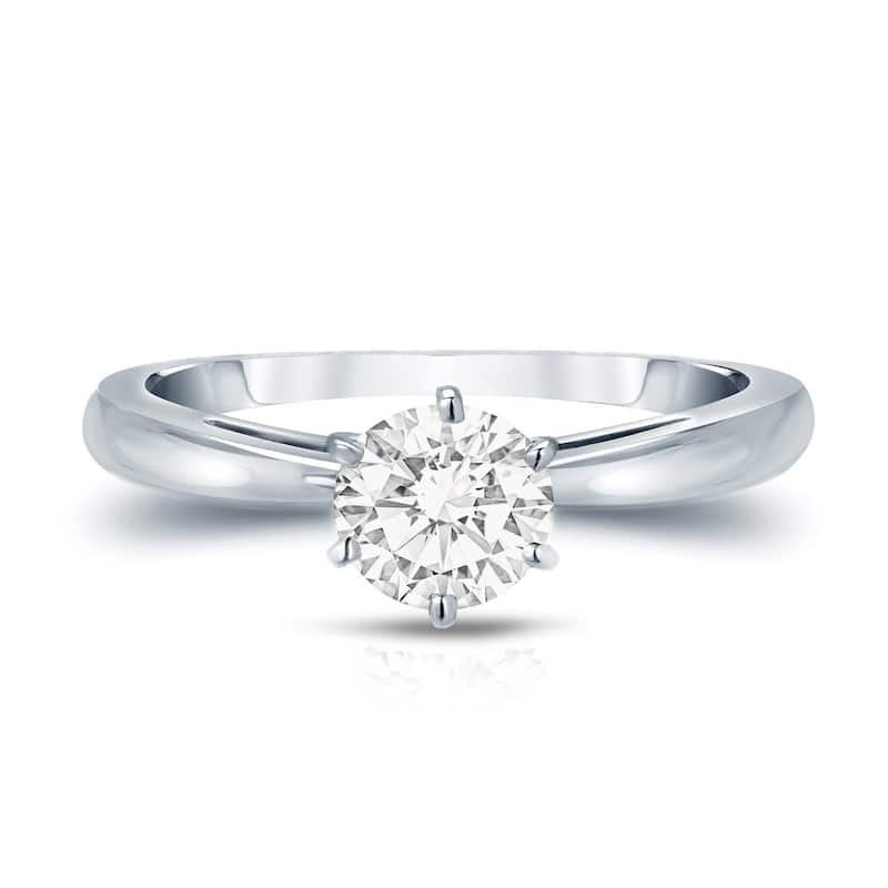 Auriya 14k Gold 3/4 carat TW 6-Prong Round Solitaire Diamond Engagement Ring (I-J, SI1-SI2)